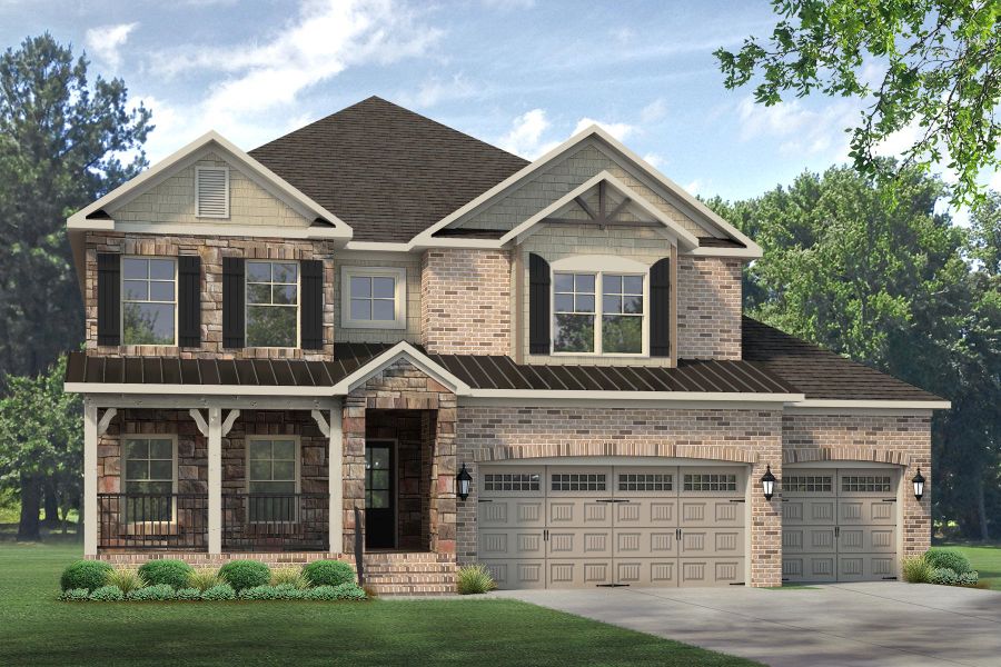 Representative exterior photo of a completed home built from the Hanover Lux by Keystone Homes NC in Northwest Meadows, Stokesdale, NC (Image 1). Representative exterior photo of a completed home built from the Hanover Lux by Keystone Homes NC in Northwest Meadows, Stokesdale, NC (Image 1).