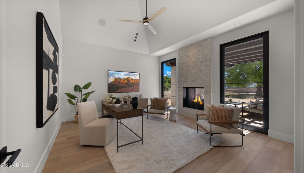 Office with Dual Fireplace