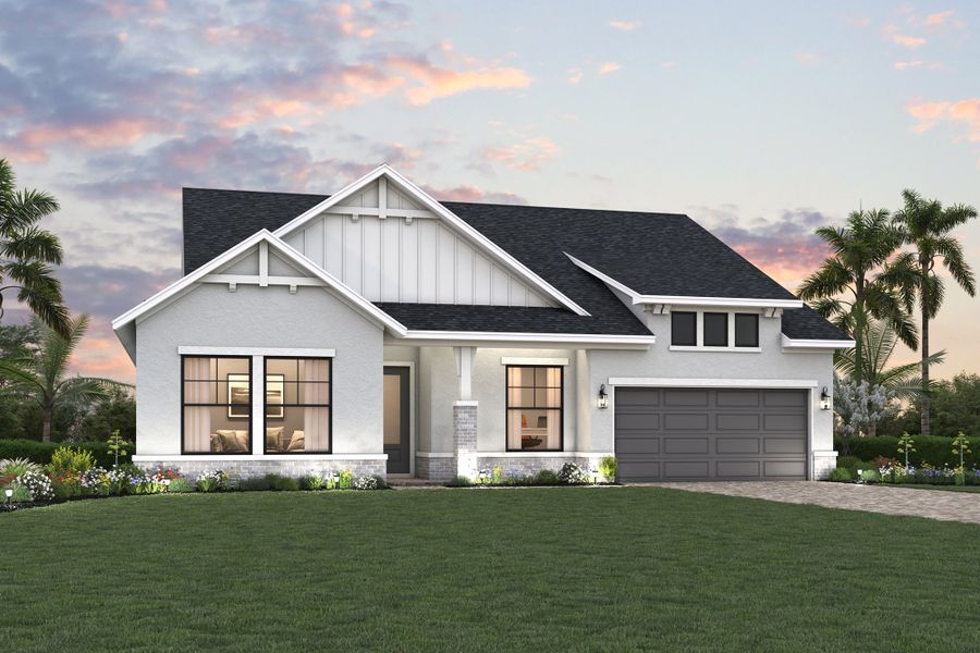 Representative exterior photo of a completed home built from the The Colston by David Weekley Homes in Lakeview Crossing – Classic Series, Sarasota, FL (Image 13).