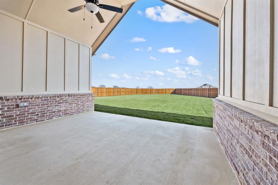 Exterior details and patio area of a home in Settlers Glen, New Fairview (Image 21).
