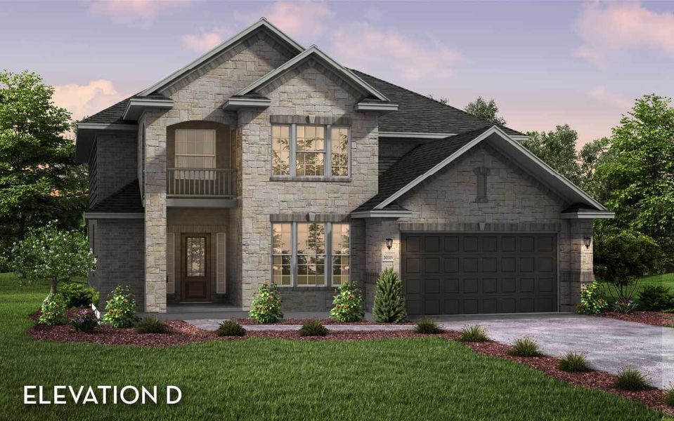 Representative exterior photo of a completed home built from the Laguna II by CastleRock Communities in Horizon Lakes, McLendon-Chisholm, TX (Image 22). Representative exterior photo of a completed home built from the Laguna II by CastleRock Communities in Horizon Lakes, McLendon-Chisholm, TX (Image 22).