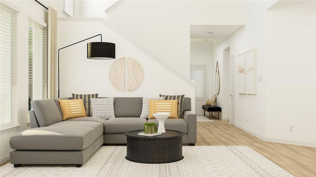 Living room featuring light wood-type flooring