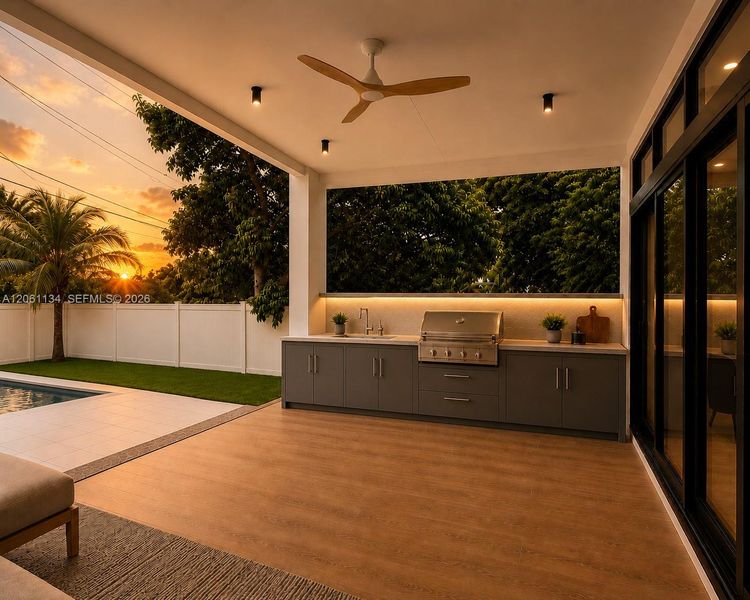 Exterior details and patio area of a home in , Hollywood (Image 3). Exterior details and patio area of a home in , Hollywood (Image 3).