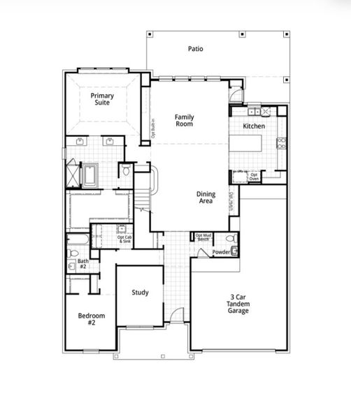 2D floor plan layout for the Millbeck by Highland Homes in Meraki: 60ft. lots, Forney, TX (Image 21).