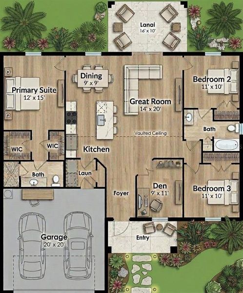 2D floor plan layout of this home in , Cape Coral, FL (Image 3).