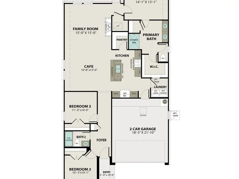 2D floor plan layout of this home in Sunterra, Katy, TX (Image 3).