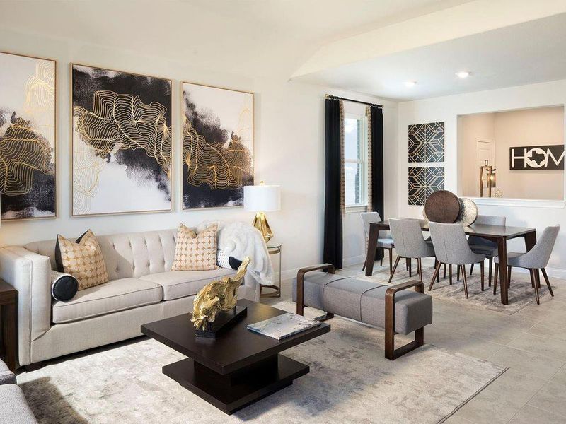 Furnished interior view inside a new home in Riviera Pines - Premier Series, Huffman (Image 9). Furnished interior view inside a new home in Riviera Pines - Premier Series, Huffman (Image 9).