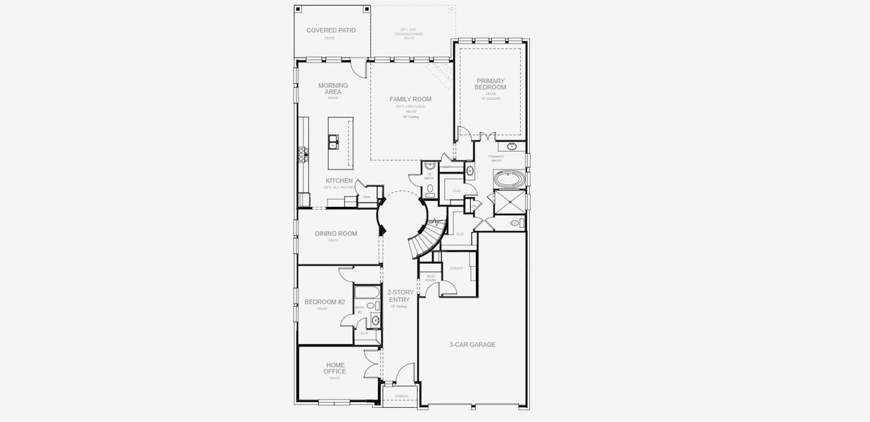 2D floor plan layout for the 3395W by Perry Homes in Mantua, Van Alstyne, TX (Image 5).