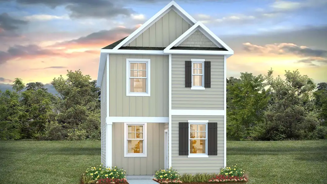 Representative exterior photo of a completed home built from the Westport by D.R. Horton in Fox Run, Supply, NC (Image 4). Representative exterior photo of a completed home built from the Westport by D.R. Horton in Fox Run, Supply, NC (Image 4).