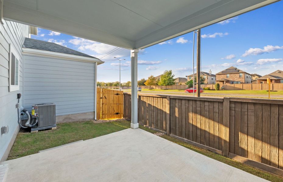 Exterior details and patio area of a home in Northpoint at Old Settlers, Round Rock (Image 2). Exterior details and patio area of a home in Northpoint at Old Settlers, Round Rock (Image 2).