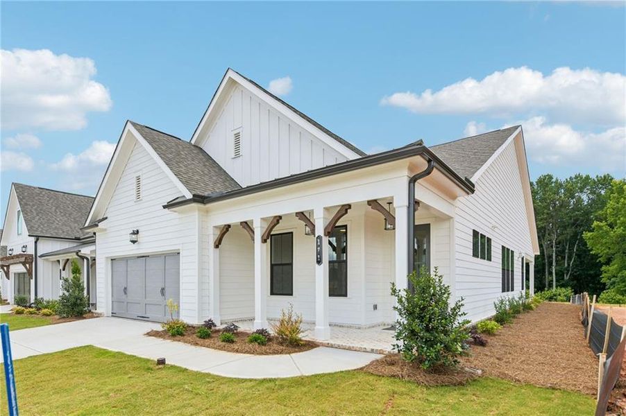 Front exterior of a new home in Aberdeen, Hoschton, GA, highlighting curb appeal (Image 1). Front exterior of a new home in Aberdeen, Hoschton, GA, highlighting curb appeal (Image 1).