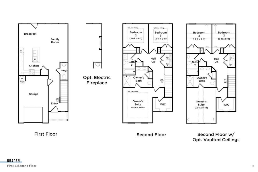 2D floor plan layout for the Braden by DRB Homes in McClure Farms Townhomes, Columbia, TN (Image 3).