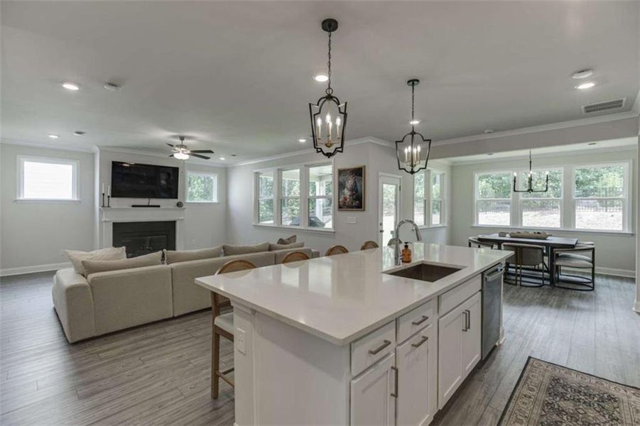 Furnished interior view inside a new home in Overlook at Lanier, Buford (Image 37).
