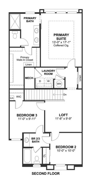 2D floor plan layout for the Marietta II by K. Hovnanian® Homes in Serenity at Sonoran Foothills, Phoenix, AZ (Image 4).