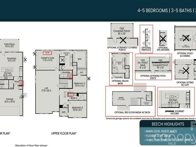2D floor plan layout of this home in Enclave at Belmont, Belmont, NC (Image 3).