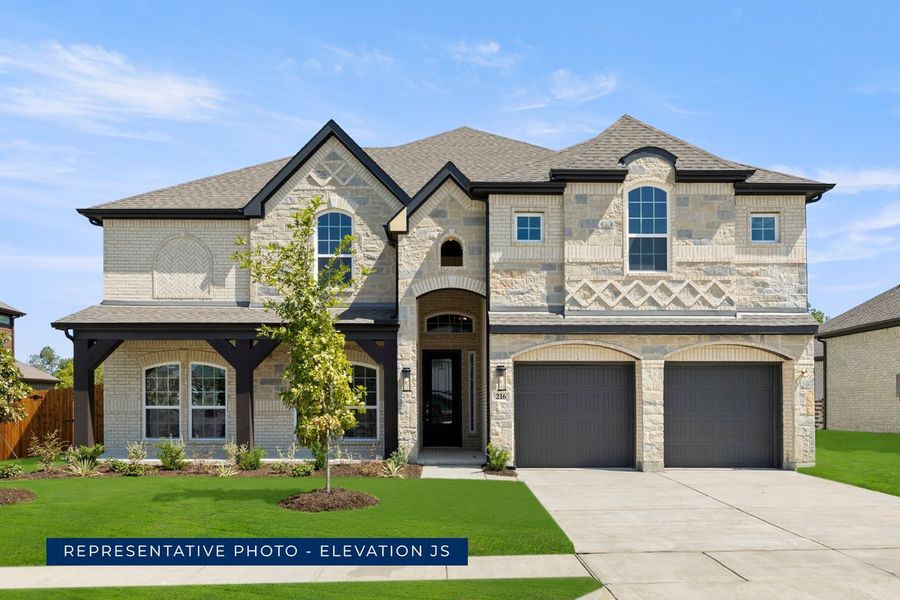 Representative exterior photo of a completed home built from the Brentwood 3F (w/Media) by First Texas Homes in The Bluffs, Celina, TX (Image 15). Representative exterior photo of a completed home built from the Brentwood 3F (w/Media) by First Texas Homes in The Bluffs, Celina, TX (Image 15).