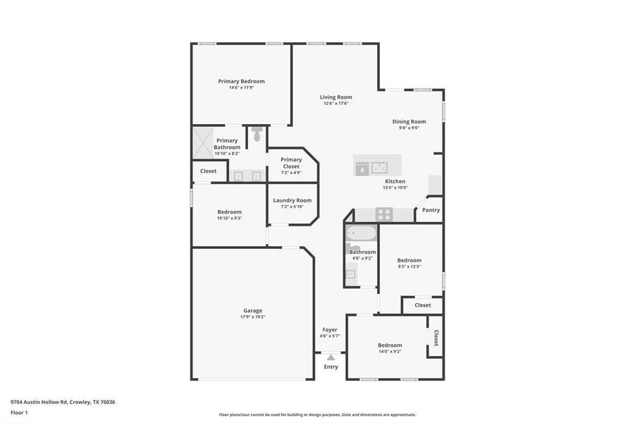 2D floor plan layout of this home in Terra Trace, Fort Worth, TX (Image 4).