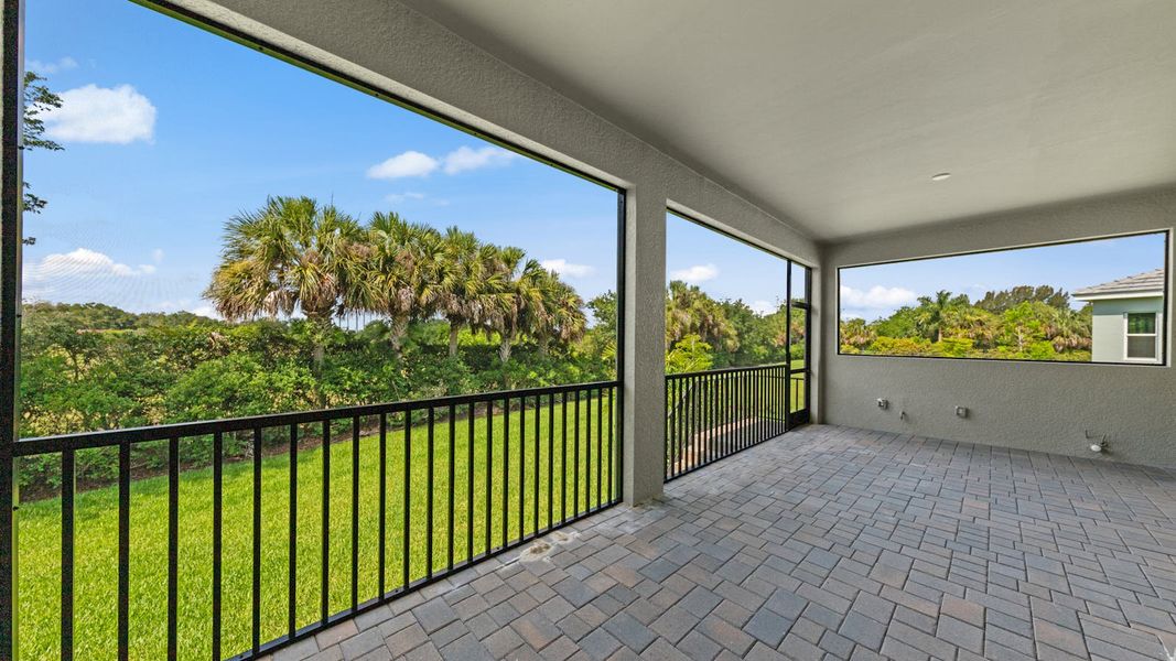 Exterior details and patio area of a home in Verandah Real Estate and Homes for Sale in Fort Myers, FL - Neal Communities, Fort Myers (Image 22).