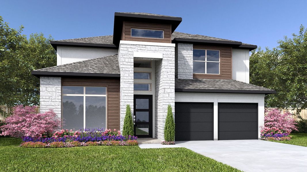 Representative exterior photo of a completed home built from the 2694W by Perry Homes in Flora 50', Hutto, TX (Image 11).