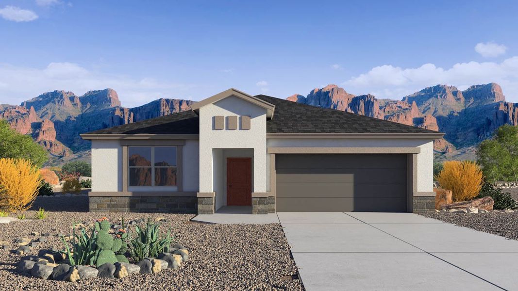 Representative exterior photo of a completed home built from the Kingston by D.R. Horton in Carlton Commons, Casa Grande, AZ (Image 19).