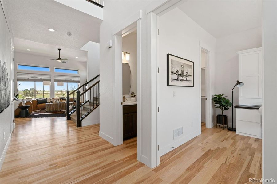Beautiful Entry with Site Finished Hickory Wood Flooring