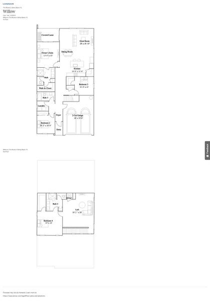 2D floor plan layout of this home in Delray Trails: The Woods, Delray Beach, FL (Image 5).