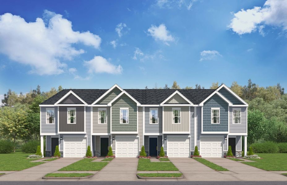 Representative exterior photo of a completed home built from the The Pointe by Stanley Martin Homes in Westbriar Woods Townhomes, Spartanburg, SC (Image 2).