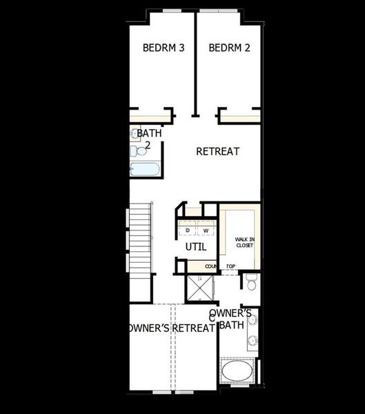 2D floor plan layout of this home in Hillside at Las Colinas, Irving, TX (Image 4).