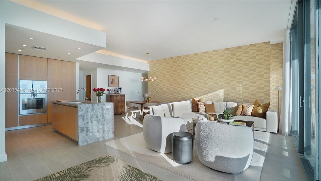Furnished interior view inside a new home in , Miami Beach (Image 11). Furnished interior view inside a new home in , Miami Beach (Image 11).