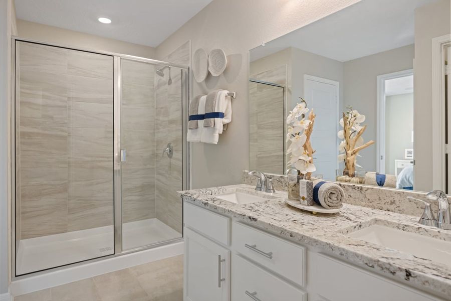 Dual-sink vanity at primary bath Dual-sink vanity at primary bath