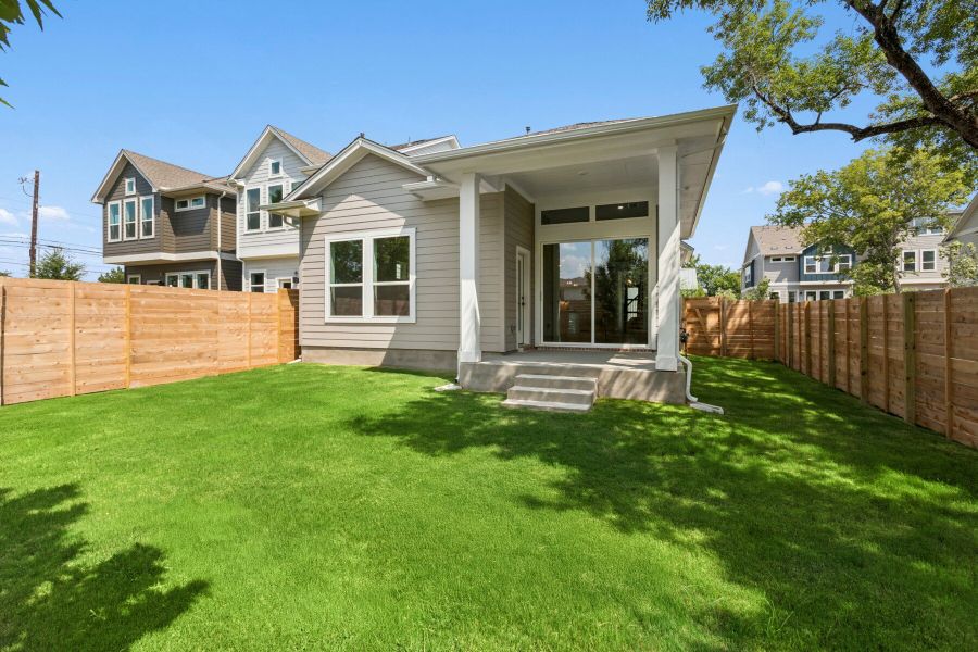 Exterior details and patio area of a home in Village on Cooper Lane 26', Austin (Image 4).