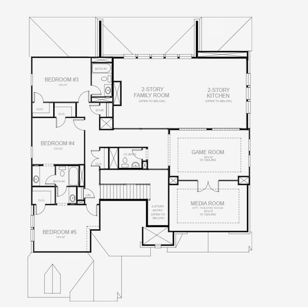 2D floor plan layout for the 4140W by Perry Homes in Sonoma Verde 70', Rockwall, TX (Image 3). 2D floor plan layout for the 4140W by Perry Homes in Sonoma Verde 70', Rockwall, TX (Image 3).