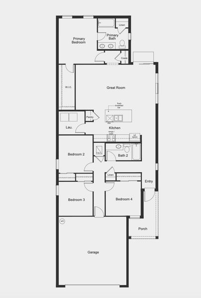 2D floor plan layout for the Plan 1637 Modeled by KB Home in Heron Glen, Palmetto, FL (Image 3).