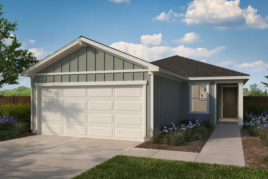 Representative exterior photo of a completed home built from the 1417 by KB Home in Casa Verde Ridge, San Antonio, TX (Image 11). Representative exterior photo of a completed home built from the 1417 by KB Home in Casa Verde Ridge, San Antonio, TX (Image 11).