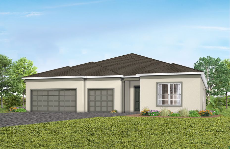 Representative exterior photo of a completed home built from the Renown by Del Webb in Del Webb Lakehaven, Clermont, FL (Image 17).