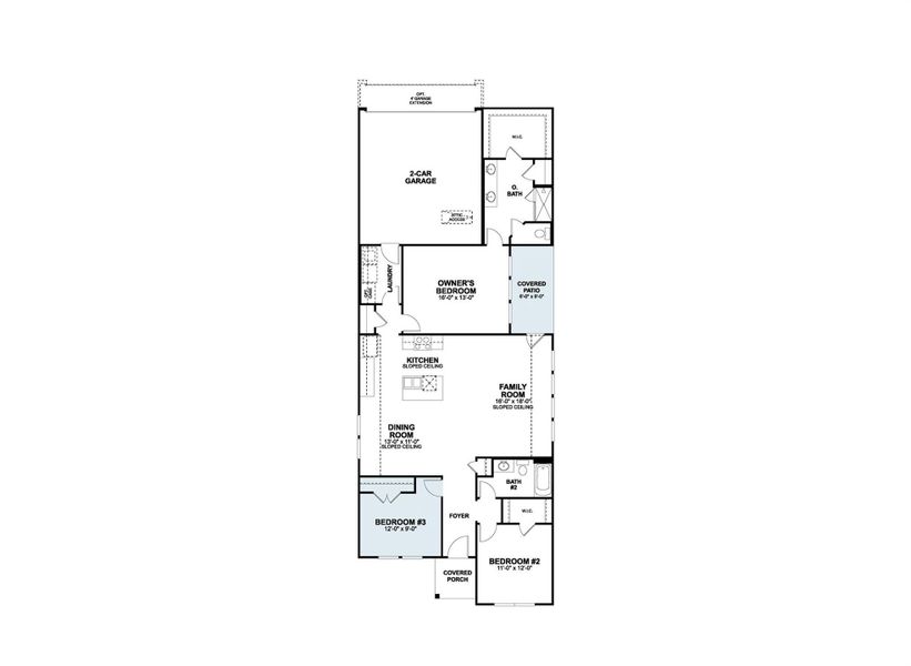 2D floor plan layout of this home in Colony at Cole Springs, Buda, TX (Image 3).