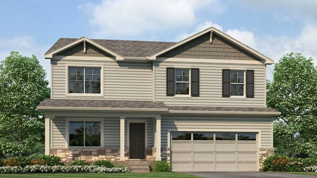 Representative exterior photo of a completed home built from the Henley by D.R. Horton in Lakeside Canyon, Mead, CO (Image 21).