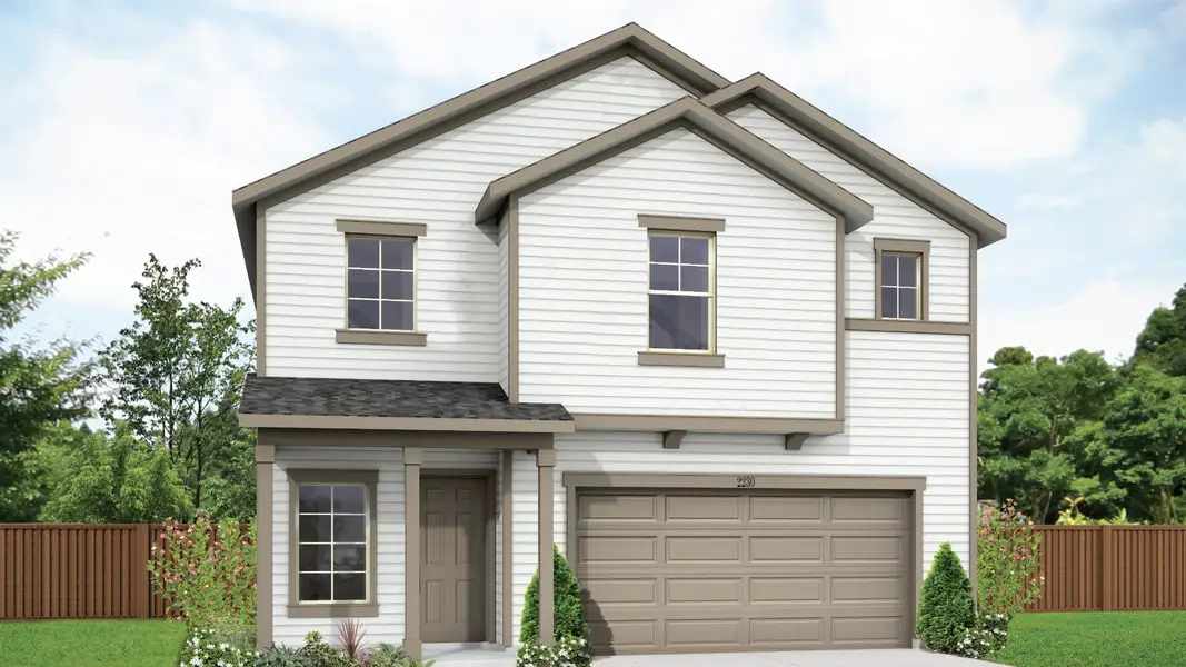 Representative exterior photo of a completed home built from the Polaris by DRB Homes in Heritage Mill, Hutto, TX (Image 1). Representative exterior photo of a completed home built from the Polaris by DRB Homes in Heritage Mill, Hutto, TX (Image 1).