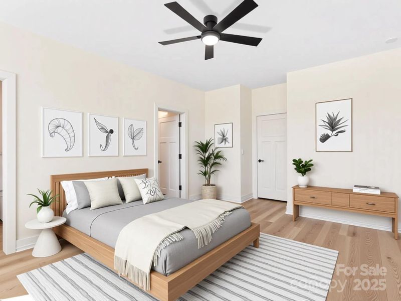 Virtually staged primary Bedroom