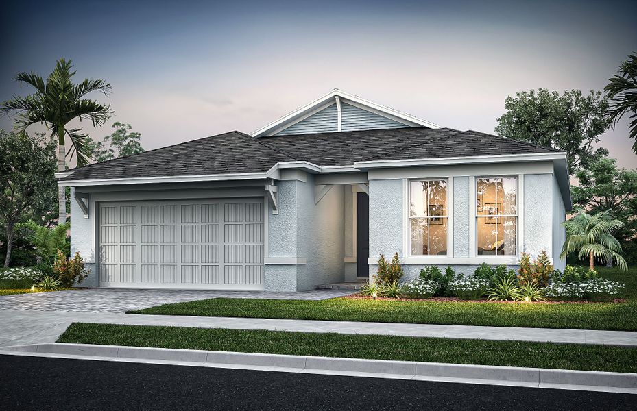 Representative exterior photo of a completed home built from the Prosperity by DiVosta in Emerson Oaks, Vero Beach, FL (Image 16).