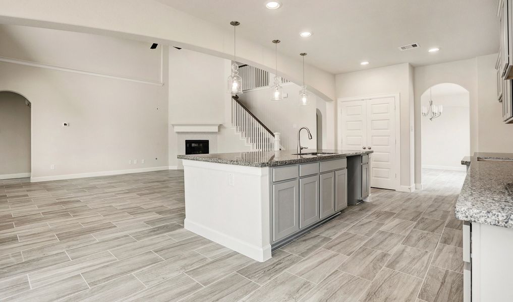 Kitchen overlooks great room