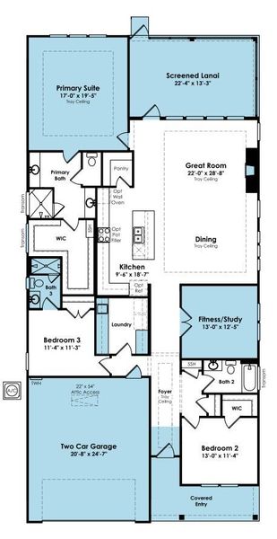 2D floor plan layout of this home in Cresswind at Rocky River, Locust, NC (Image 4).