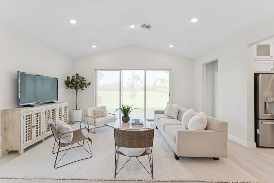 Vaulted ceiling in great room