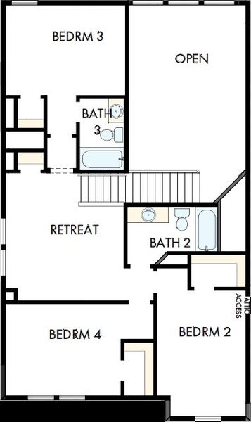 2D floor plan layout of this home in Meyer Ranch – Select Reserve Series, New Braunfels, TX (Image 3).