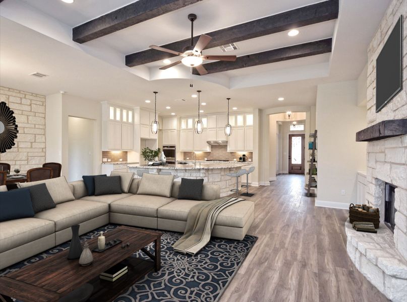 Representative furnished interior of a home built from the San Simeon I by Giddens Homes in Clearwater Ranch, Liberty Hill (Image 219).