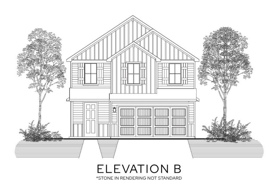 Representative rendering of the exterior for the The Brookstone by Lillian Custom Homes (Image 4).