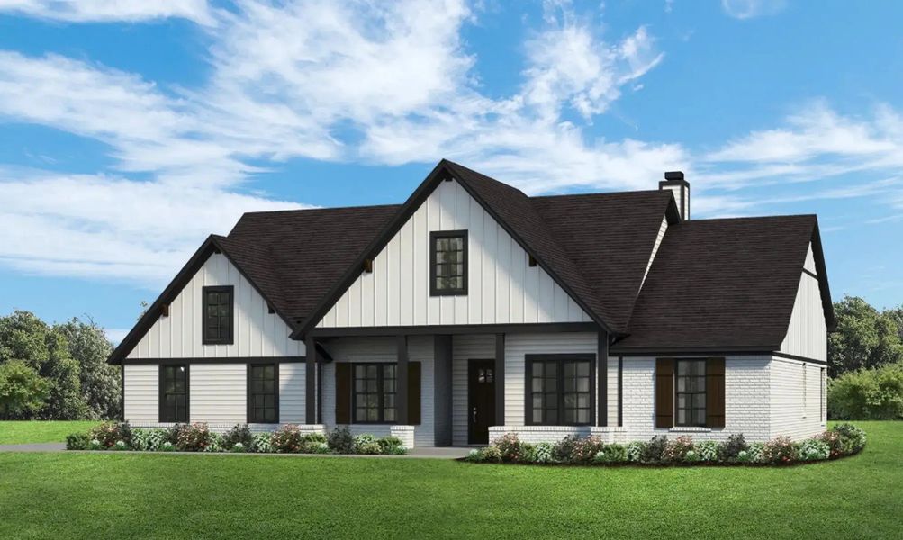 Representative exterior photo of a completed home built from the The Nathan by Elmwood Custom Homes in Ranch at Stone Hill, Waxahachie, TX (Image 6).