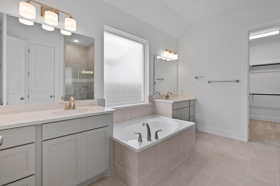 Primary Bath retreat with dual vanities & garden tub Primary Bath retreat with dual vanities & garden tub