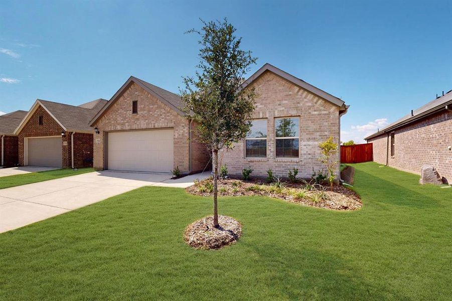 Front exterior of a new home in Meadow Park, Denton, TX, highlighting curb appeal (Image 2). Front exterior of a new home in Meadow Park, Denton, TX, highlighting curb appeal (Image 2).