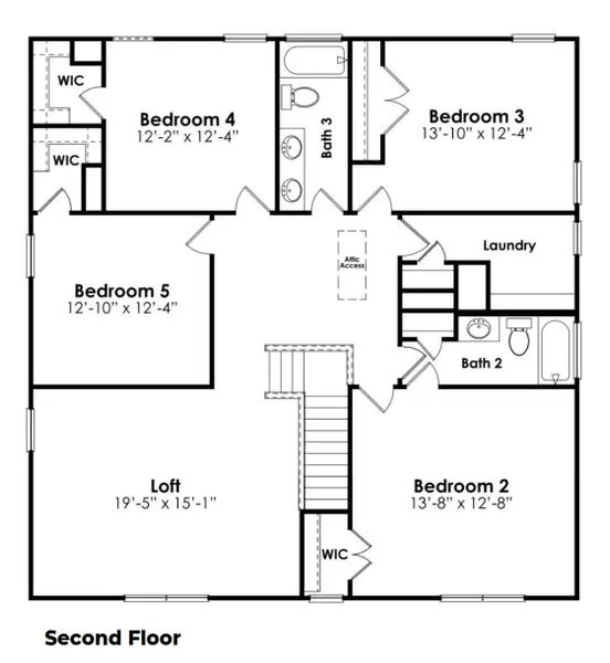 2D floor plan layout for the Tillman by D.R. Horton in Old Chapin Reserve, Lexington, SC (Image 4).